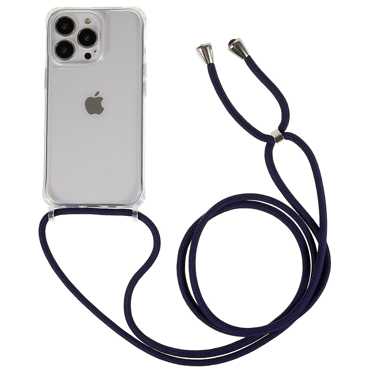 Clear Back Case for iPhone 13 Pro 6.1 inch, TPU+Acrylic Anti-fall Phone Cover with Lanyard - White Clear Back Case for iPhone 13 Pro 6.1 inch, TPU+Acrylic Anti-fall Phone Cover with Lanyard - White
